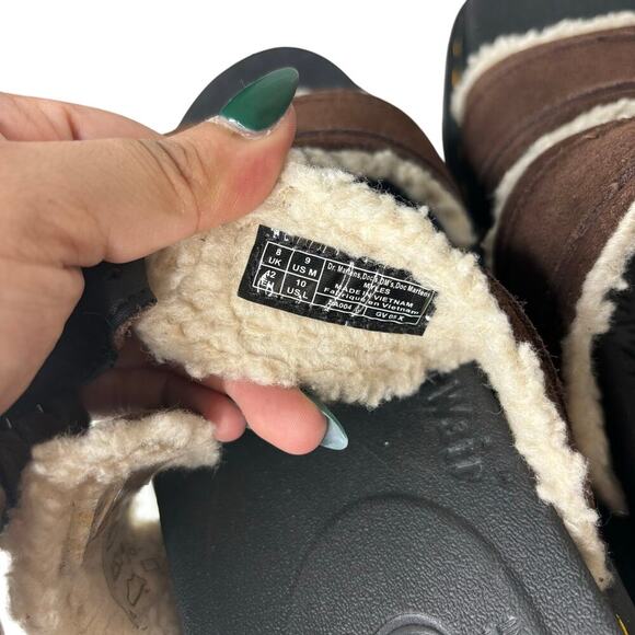 Dr. Martens Myles Suede Fur Lined Buckle Slide Sandals Dark Brown Size 10 - Picture 8 of 8